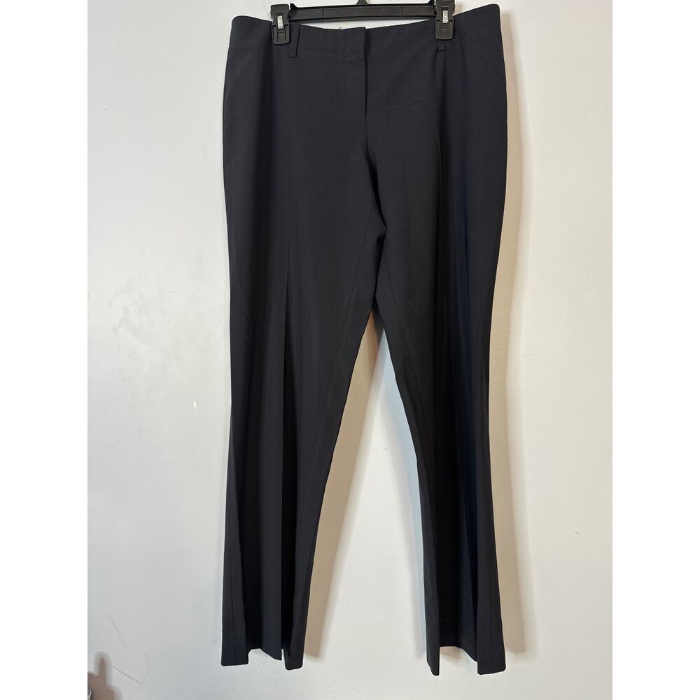Hugo Boss Wide Leg Dress Pants Black Flat Front Wool Blend Preppy Size 12